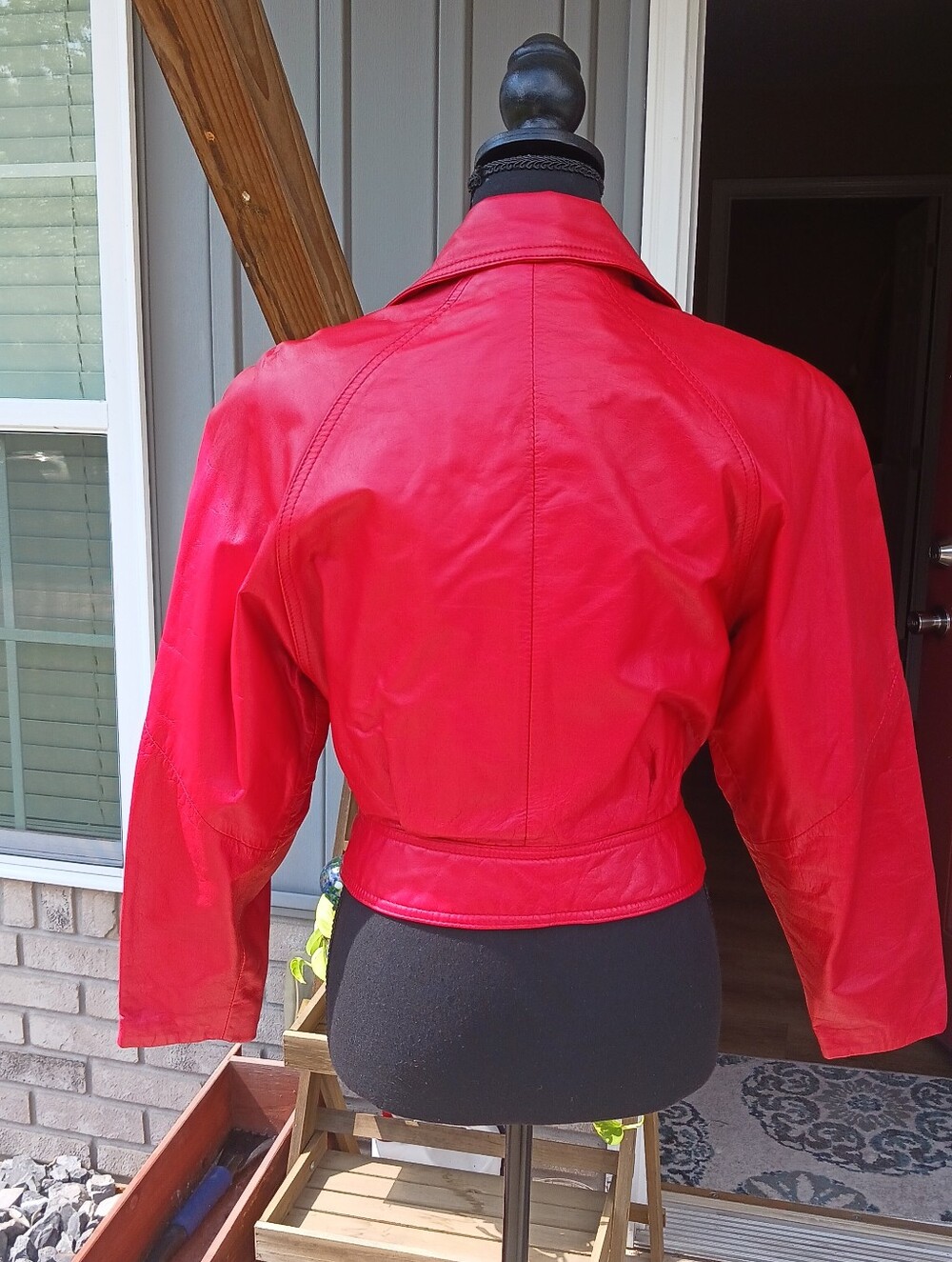 80s Wilsons Leather Red Moto Jacket Retro VTG Thriller - Picture 4 of 17